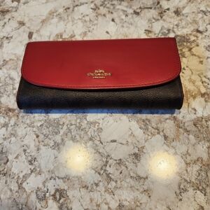 Coach Women's Wallet in Red and Black